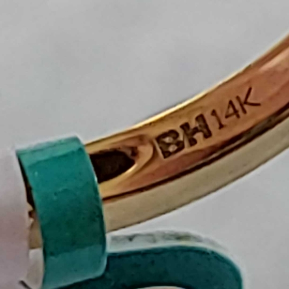 EFFY gemma blue topaz, peridot 14kt yellow gold clover ring - Picture 5 of 9